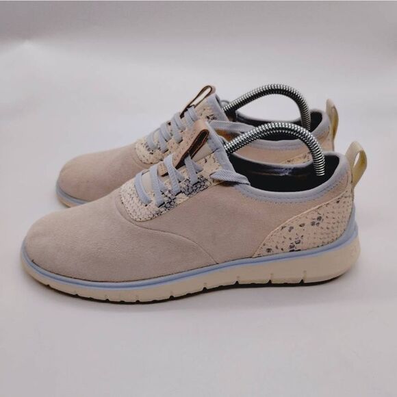 Cole Haan Zerogrand Ivory Suede Python Print Casual Sneakers Womens Size 9.5‎ - Picture 2 of 8